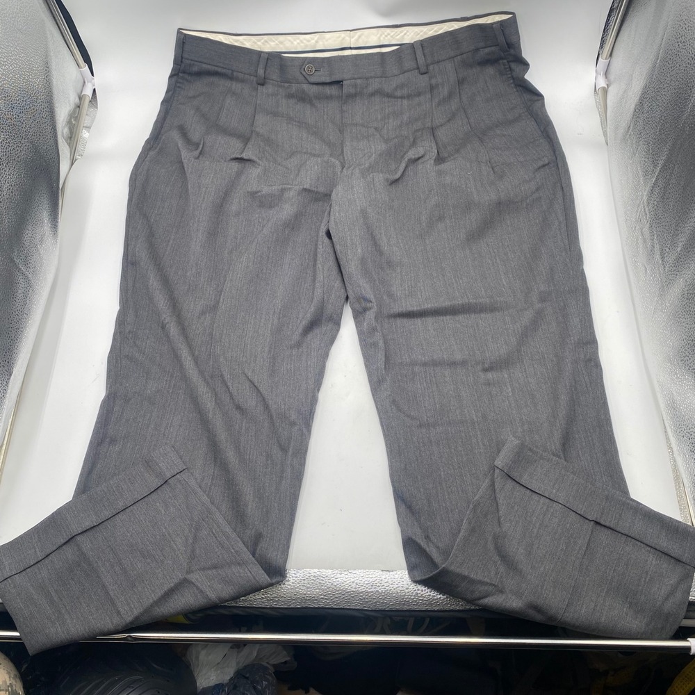 Brooks Brothers 1818 Madison Pleated Wool Dress Pants Mens 42x30 Grey Cuffed